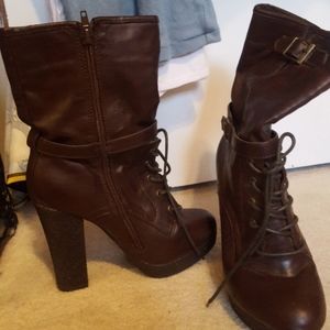 Brown heeled boots